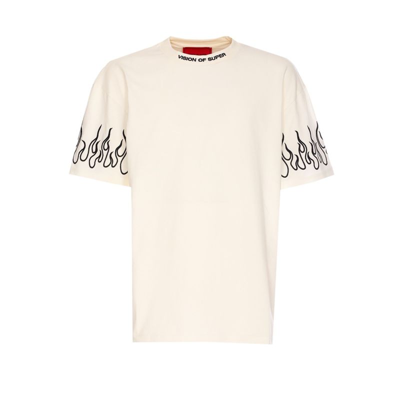 Vision Of Super Men Embroidered Flames T-Shirt